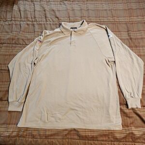Bulwark FR Flame Resistant Henley Beige Shirt ‎ Mens XL Protective Apparel Work